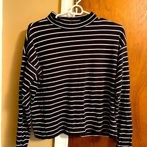 Everlane Long Sleeve Striped Mock Neck